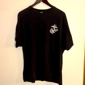 Y2K Era Retro US Marine Corps Semper Fidelis USMC Black Graphic Men's T-Shirt